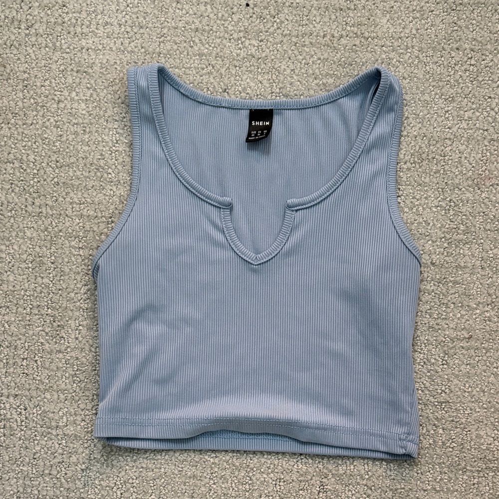 Light Blue V-Neck Crop Top
